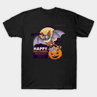 hand drawn flat halloween bat illustration T-Shirt